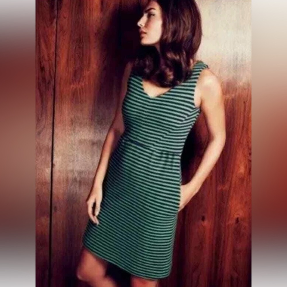 Boden Green and Navy Striped Dress